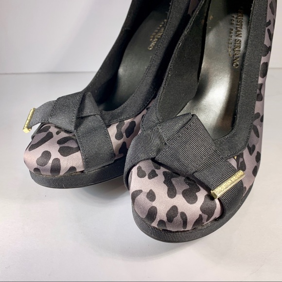 ☀️Cheetah Print Heels Gray Black 7.5 Pump Platform - Picture 6 of 8